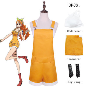 Disfraz de Cosplay de Nami para Mujer, Conjunto Completo de Anime, Juego de Rol, Convenio, Mono Amarillo de Poliéster con Anillos para Piernas - Product Image 1