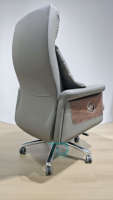Fauteuil de bureau pivotant de luxe FoShan à dossier haut, robuste, en cuir véritable, pour cadres, avec base et roulettes renforcées