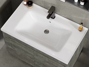 <span class=keywords><strong>Mobile</strong></span> da Bagno con Lavabo in Ceramica in Fibra di Carbonio e PVC di Design per Hotel Vendita all'Ingrosso da Fabbrica Cinese - Product Image 4