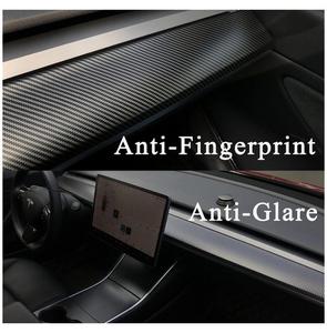 แผ่นปิดแผงหน้าปัดรถยนต์ขอบประตูสำหรับ Tesla โมเดล3 Y อุปกรณ์ตกแต่งภายใน2023คาร์บอนไฟเบอร์แห้งสติกเกอร์ตกแต่งคอนโซลกลางรถยนต์ - Product Image 3