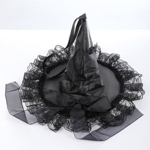 Sombrero <span class=keywords><strong>de</strong></span> <span class=keywords><strong>Bruja</strong></span> <span class=keywords><strong>de</strong></span> Halloween con Arañas Colgantes y Detalles Góticos para Fiestas, <span class=keywords><strong>Gorro</strong></span> <span class=keywords><strong>de</strong></span> <span class=keywords><strong>Bruja</strong></span> <span class=keywords><strong>de</strong></span> Tela con Volantes para Disfraces - Product Image 4