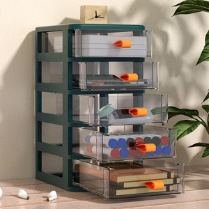 Clear Desk <strong>Drawer</strong> Organizer 4 Tier <strong>Plastic</strong> Desktop <strong>Storage</strong> with Multi-Compartment Makeup Stationery Organizer for Home Office - Product Image 3