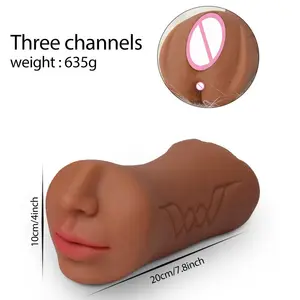 3合1口袋阴户男性自慰器玩具逼真的脸逼真的阴道肛门自慰器深喉口交成人性玩具
