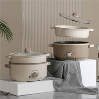 Casserole électrique multifonctionnelle, casserole de cuisson antiadhésive, température réglable, fonte, sauté, cuisson à la vapeur, usage domestique, 3L