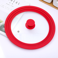 Couvercle de casserole en verre trempé multi-tailles avec bord en silicone
