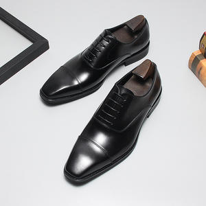 Zapatos de Cuero de Negocios de Moda, Estilo Europeo, Punta Cuadrada, Oxford, Cómodos, Ligeros, Transpirables, para Hombre, Oficina, Carrera - Product Image 4