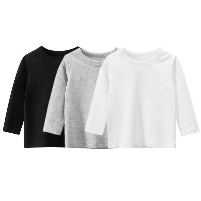 Kids Plain Black Long Sleeve T Shirt Wholesale Custom