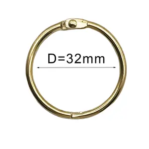 32mm custom logo size metal hole metal clip book ring low price fancy hinge book rings for notebook booklet