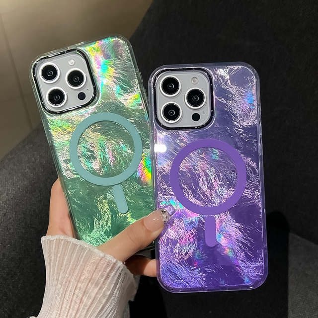 High-end Glitter Magnetic Phone Accessories for iPhone 16 Pro Max Luxury IMD Gradient Phone Case for iPhone 16 15 14 13 12
