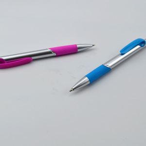 Silver Matte ABS Click Ballpoint <b>Pen</b> With Wave Texture Colorful Rubber Anti Slip Grip Advertising <b>Pen</b> Custom Logo - Product Image 5