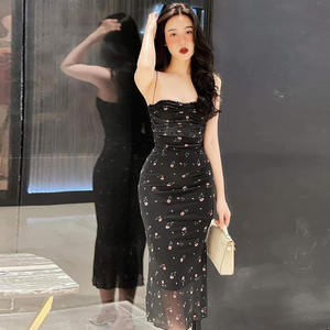 Vestido <span class=keywords><strong>Midi</strong></span> con Tirantes y Estampado Floral <span class=keywords><strong>H</strong></span>-0897, Vestido de Moda para <span class=keywords><strong>Mujer</strong></span>, Hombros Descubiertos, Espalda Descubierta, Elegante, para Fiesta o Club - Product Image 2