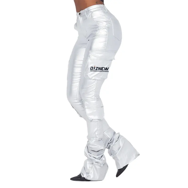 DIZNEW-Jean skinny blanc personnalisé de haute qualité grande taille pour femmes, jeans d'occasion micro évasés pour femmes, collection 2024