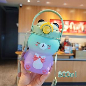 Nuevas llegadas: Linda botella de agua para niños con diseño de gato, botella de agua de plástico con diseño de animal de dibujos animados, botella de agua Kawaii para niños. - Product Image 1