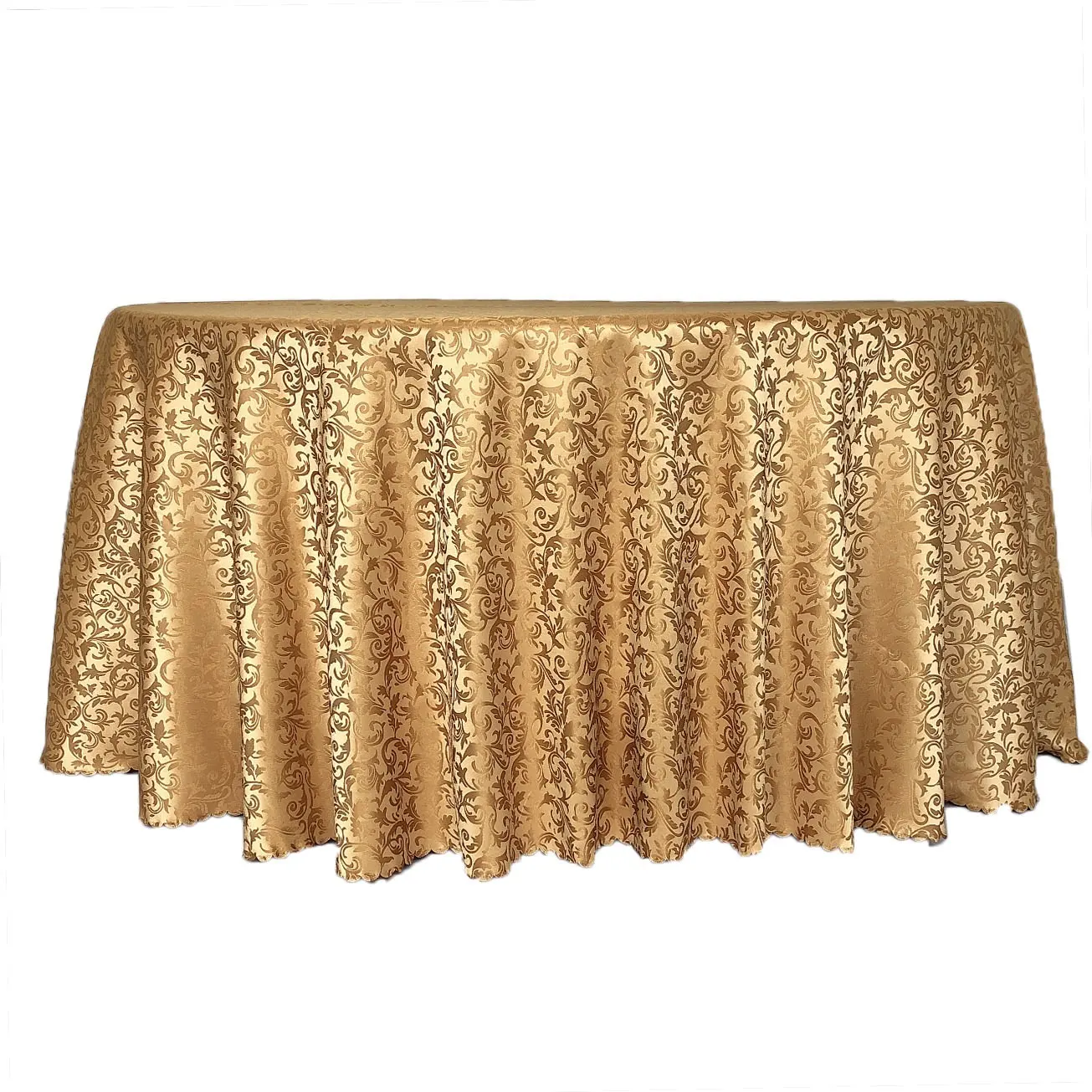 Decorative Fabric Polyester Gold Table Cloth Round For Wedding