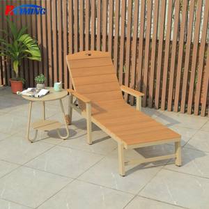 Moderne Hdpe Kunsthout Chaise Lounge Stoel Met Armleuning Voor Buiten Hotel Zwembad & Strand Gebruik - Product Image 5