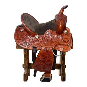 Sillín de Carreras Inglés de Cuero de Búfalo Personalizado BS International NA74 con Estructura de Madera, Ecológico y Sostenible, y Juego de 2 Alfombrillas para Caballo - Product Image 1