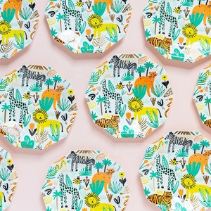DAMAI - Vajilla de Papel con Diseño de Animales para Fiestas, Platos y Vasos de Papel, Juego de Decoración para Fiestas con Diseño Personalizado - Product Image 5