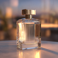 Flacon de parfum rectangulaire 30ml 50ml en verre avec bouchon doré et atomiseur