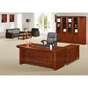 Set perabotan desain klasik mewah Modern, kayu bentuk L rumah eksekutif sudut komputer meja kantor dengan laci penyimpanan