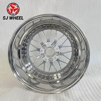 Jantes de voiture en alliage d'aluminium forgé à deux pièces SJ, argent poli, multi-rayons, 18-22 pouces, 5x112 5x120 5x114.3 PCD