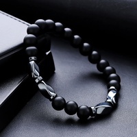Bracelet Énergétique en Hématite Noire pour Hommes, Style Simple et Haut de Gamme, Accessoires Multifonctionnels, Bracelet Double Couche, Vente en Gros