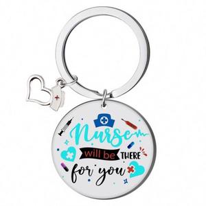 Cadeau de fête des infirmières porte-clés chaînes en métal en acier inoxydable personnalisées peinture de couleur concepteur infirmière porte-clés anneau Souvenir - Product Image 4