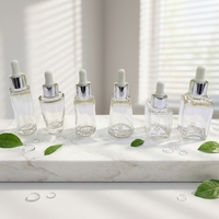 Flacon compte-gouttes en PETG transparent de 30 ml et 50 ml, sérigraphié, vide, OEM, pour sérum et cosmétiques