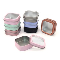 Boîte carrée en fer blanc avec logo personnalisé, finition laquée avec fenêtre, impression sérigraphique, petit récipient de stockage alimentaire en métal durable pour