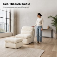 Canapé modulaire Cloud une place, assise profonde, housse amovible en tissu, mobilier d'angle pour appartement et salon