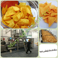 Ligne de production de chips de tortilla Doritos à double extrudeuse, machine de fabrication de feuilles fines de tortilla de maïs triangulaires croustillantes