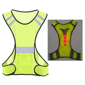 outdoor roadway riding running bike bicycle cycling fitness sports led light flash safety warning hi viz reflective harness vest