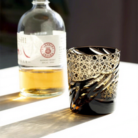 Verre à whisky/vin japonais vintage Edo Kiriko gravé, cristal de haute qualité, motif œil de dragon, fait main, style médiéval, cadeau d'affaires