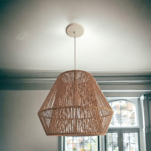 Modern Bamboo <b>Wicker</b> Lamp <b>Shade</b> Pendant <b>Light</b> Handmade Adjustable Hanging Bedroom Furniture for Bedroom Apartment Living Room - Product Image 1