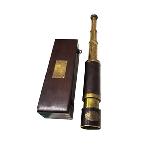 1917 Kelvin Hughes London Telescopio de cuero de latón antiguo Funcional Vintage Coleccionable Pirata Spyglass Caja Náutica de madera - Product Image 6