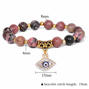 Wholesale Retro Demon 8mm SemiPrecious Gemstone Devil Eye Charm Healing Energy Crystal Stone Beaded <b>Stretch</b> <b>Bracelets</b> - Product Image 3