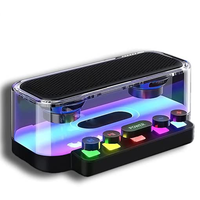 Haut-parleur BT portable en forme de piano double haut-parleur sans fil transparent portable avec clavier HiFi 2.0 stéréo rvb rétro-éclairé