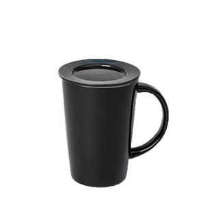 Tasse en céramique avec couvercle, couleur verte unie, ensemble de deux pièces, tasse cadeau pour usage au bureau - Product Image 5