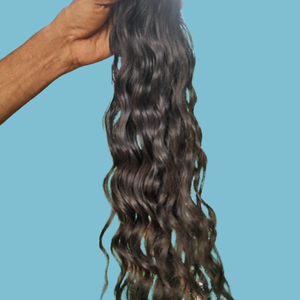 Venta al por mayor solo dibujado ondulado Remy Virgen extensiones de cabello humano-sin procesar crudo indio templo donante cabello - Product Image 6