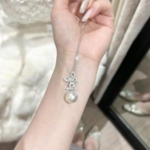 Collar de Perlas de Nácar Blanco Australiano de Partículas Grandes, Plata de Ley S925, Luz Fría, Verde Irlandés, para Mujer, Perla Shijia - Product Image 4