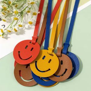 Cute Smile Face <b>Bag</b> <b>Charm</b> PU Leather Smiling Keychain Pendant Hanging <b>Bag</b> <b>Charms</b> for Purses - Product Image 4