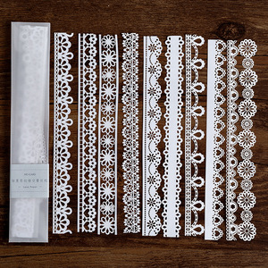 8 pièces de papier autocollant en dentelle ajourée, série <span class=keywords><strong>Alice</strong></span> Tea Party, carnet, <span class=keywords><strong>journal</strong></span>, matériel de <span class=keywords><strong>d</strong></span>écoration DIY, lot de papier de base - Product Image 6
