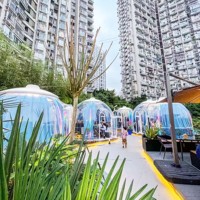2025 Nouveau modèle de maison dôme en polycarbonate, résistant aux intempéries et aux UV, isolation thermique pour le glamping en plein air, Eco Resort