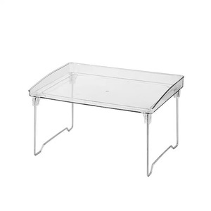 Acrylic <b>Desktop</b> Folding Storage Rack With Multiple Stackable Layers For Office Organizer Transparent Foldable <b>Shelf</b> - Product Image 5