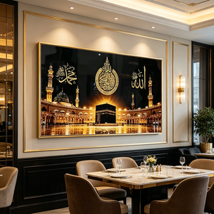 Modern Muslim Kaaba <b>Clock</b> Wall Art Holy City Makkah Islamic Home Decoration Ramadan Eid Gift <b>LED</b> Crystal Porcelain Painting - Product Image 4