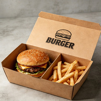 Carpas para llevar de comida rápida, biodegradables y ecológicas, con logotipo personalizado en relieve, para hamburguesas, papas fritas y pollo frito, al por mayor.