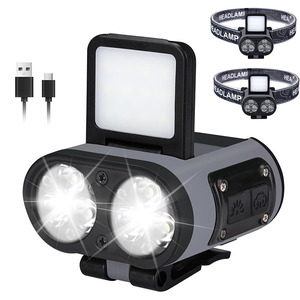 Loại-C sạc cảm ứng thông minh Đèn pha ánh sáng màu đỏ đầu ngọn đuốc đèn với chỉ số pin cho câu cá đi xe đạp leo núi - Product Image 1