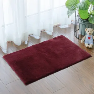 Faux rabbit hair bathroom mat solid color polyester Friendly foot mat high water absorbency TPR anti-slip mat