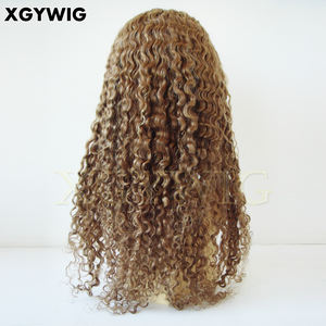 10 "-26" Stock 100% cheveux humains brésiliens vierges 8/613 couleur de surbrillance Transparent profond bouclé célébrité longue <span class=keywords><strong>blonde</strong></span> pleine dentelle perruques - Product Image 1