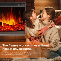 Support TV avec Cheminée Électrique RGB 750W/1500W Murale Carrée de 24 Pouces pour Usage Domestique