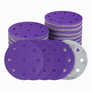 Disques de ponçage en céramique violette de qualité supérieure, 5 pouces, 8 trous, avec support auto-agrippant en film, pour automobile, bois et métal - Product Image 1
